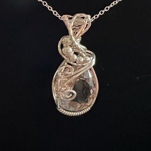 #6 Pale Yellow Faceted Quartz Sterling Silver Pendant